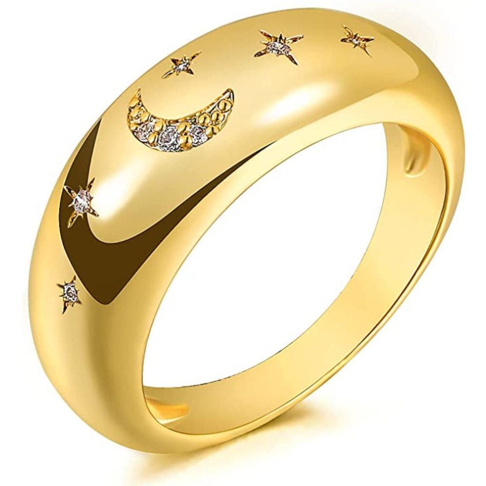 NWT Moon Star 14k Gold Plated Cubic Zirconia Ring